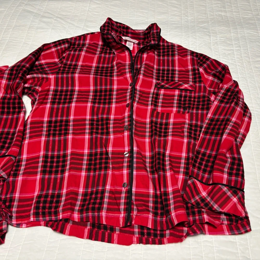 Victoria’s Secret Sleep Dreamer Red Flannel Long Sleeve Pajama Set Large